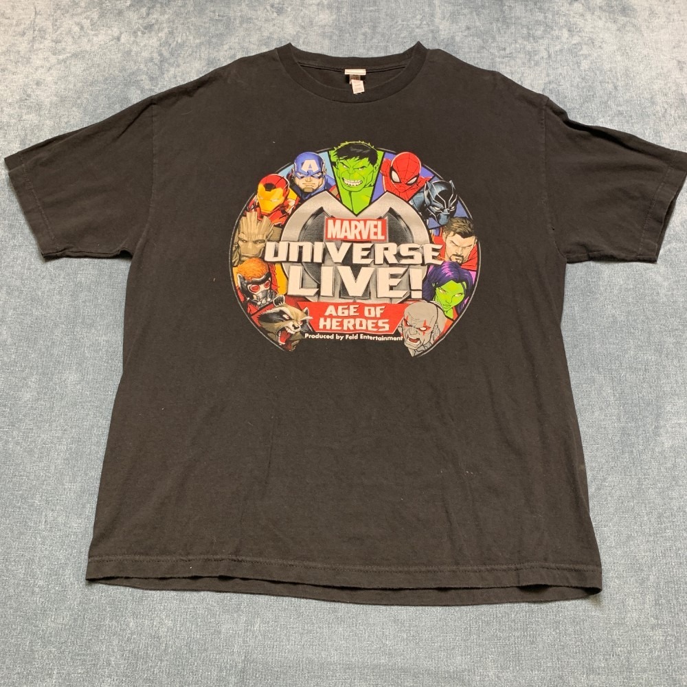 AAA Marvel Universe Live Age Of Heroes T Shirt Mens XL Black Graphic Classic